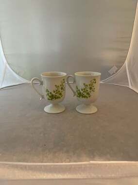 Vintage House of Prill  Bone China Footed Irish Coffee Mugs with Luck of the Iri